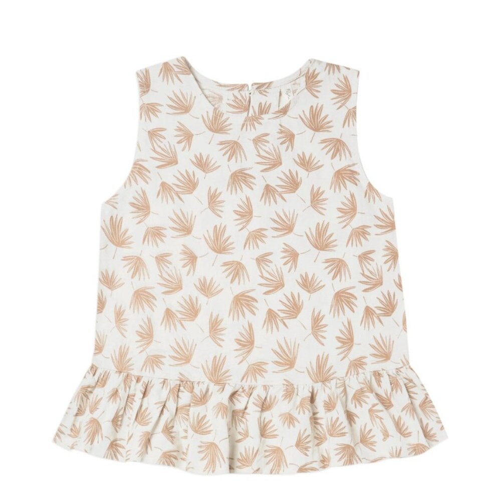 NWT Rylee & Cru Girls Sz 10-12 Y Carrie Blouse Top Shirt Palm Linen Blend